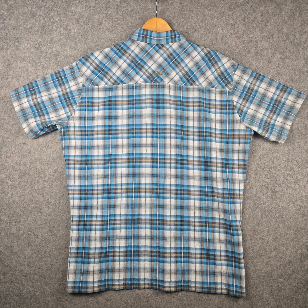 KUHL Seersucker Shirt Mens XL Blue Plaid Short Sleeve Button Up Hiking Gorpcore - Picture 5 of 10
